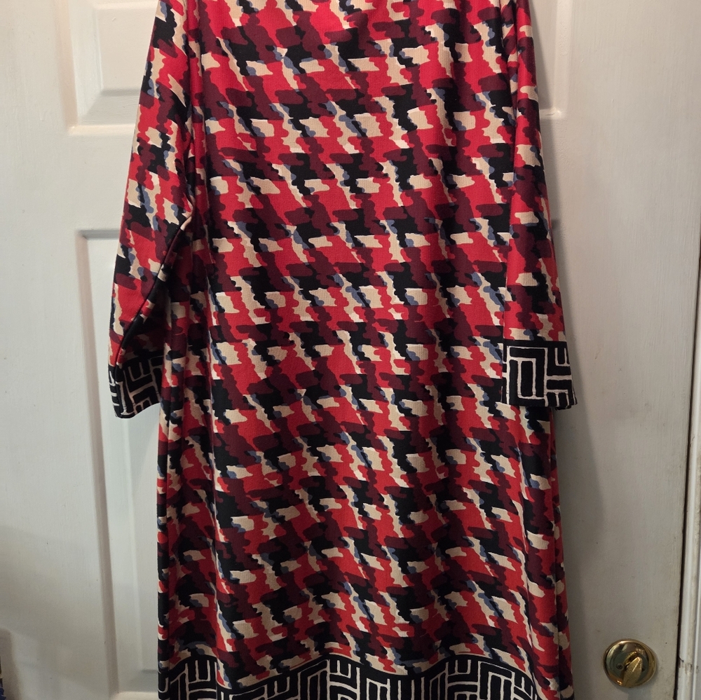 Cato's Red and Black Long Sleeve Sheath Dress - Picture 7 of 8